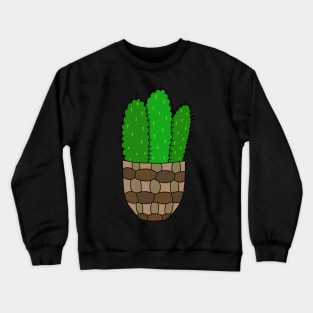 Cute Cactus Design #153: Mexican Pincushion Cactus In A Basket Pot Crewneck Sweatshirt